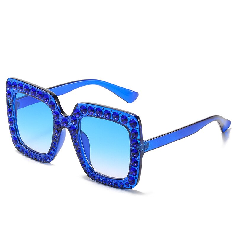 Vintage Oversized Square Colorful Diamond Sunglasses Women Big Frame Luxury Brand Crystal Sun Glasses Rhinestone Eyewear