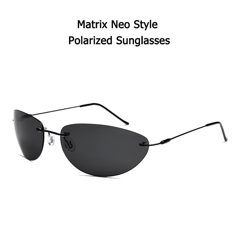 Fashion Cool The Matrix Neo Style Polarized Sunglasses Ultralight Rimless Men Driving Brand Design Sun Glasses