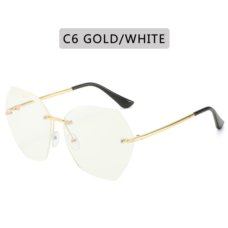 NEW  Vintage Fashion Oversized Rimless Sunglasses Women Famous Luxury Brand Design Square Sun Glasses For Female