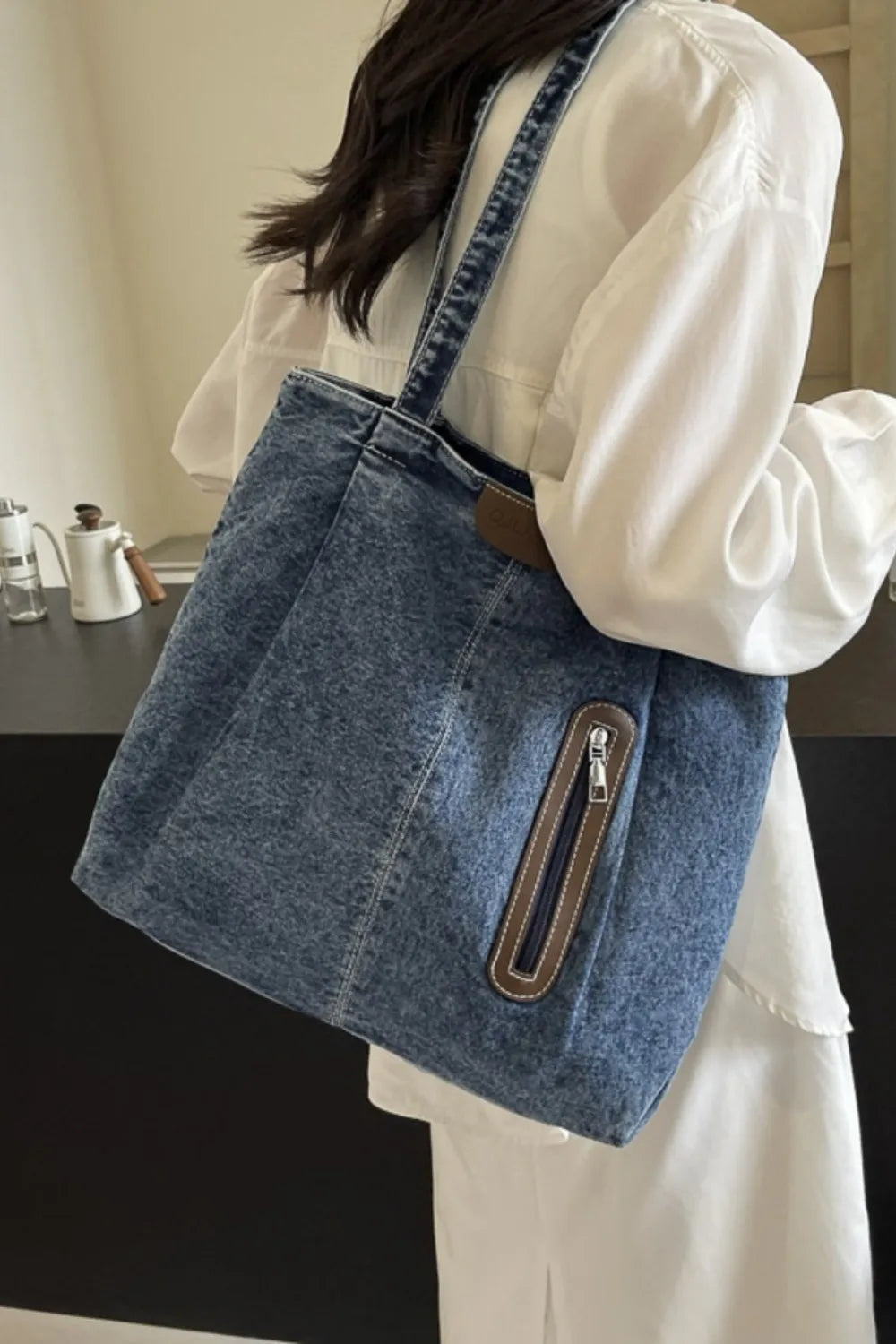 Sac fourre-tout en jean de taille moyenne