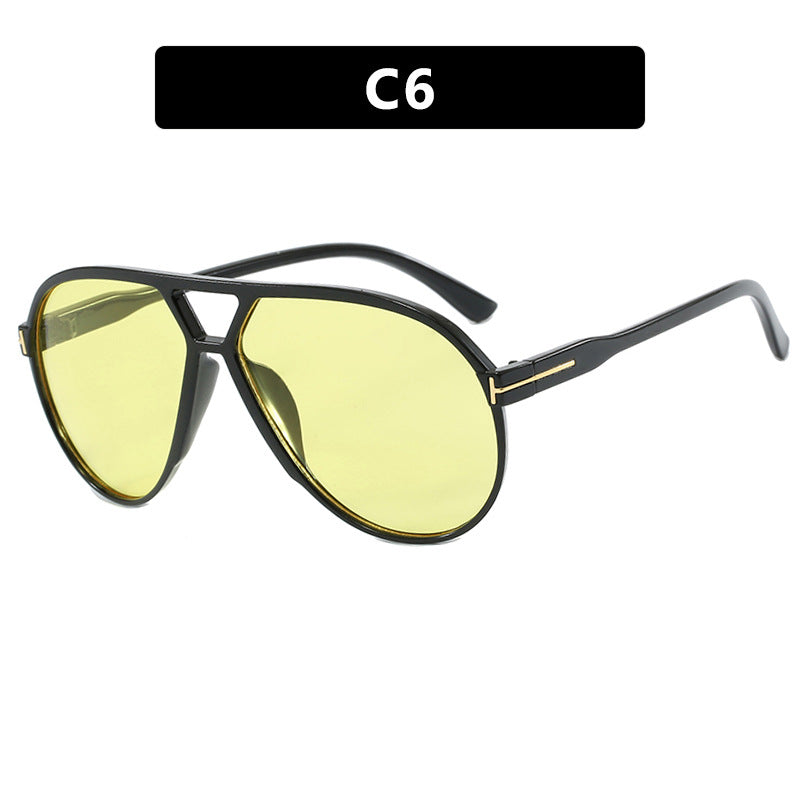 Letter T Double Beam Large Frame Toad Mirror New Retro Sunglasses Pilot Sunglasses Sunglasses Sunglasses