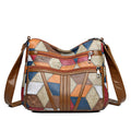 Splicing color blocking large capacity shoulder bag