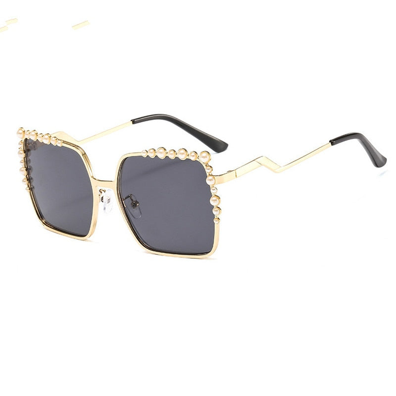 Oversized Square Sun Glasses Ladies New Luxury Pearl Sunglasses Women Brand Designer  Fashion Shades Big Square