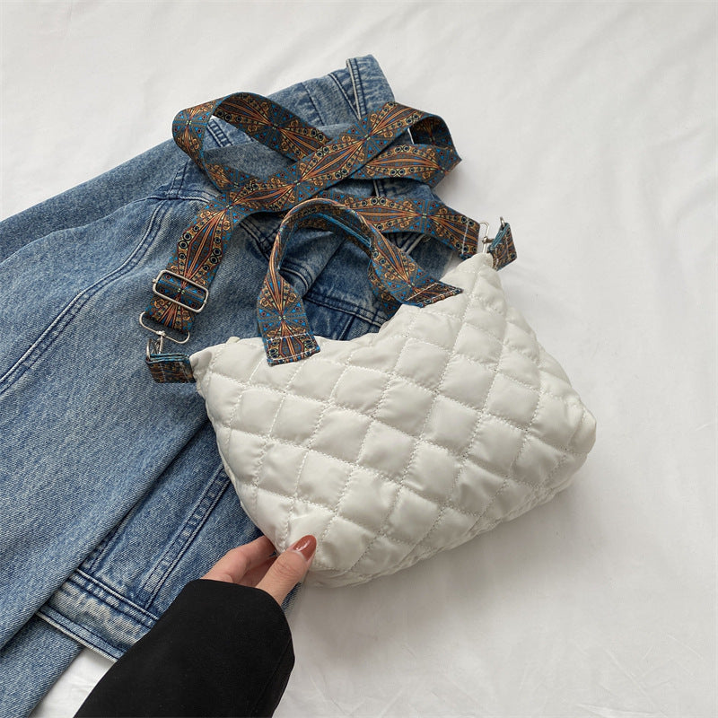 Casual Handbag Simple Shoulder Bag Stylish Crossbody Bag Quilted Korean Style Tote Bag