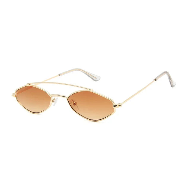 ShoneMes Double Bridge Sunglasses Men Small Metal Frame Women Sun Glasses Vintage Design Lentes De Sol