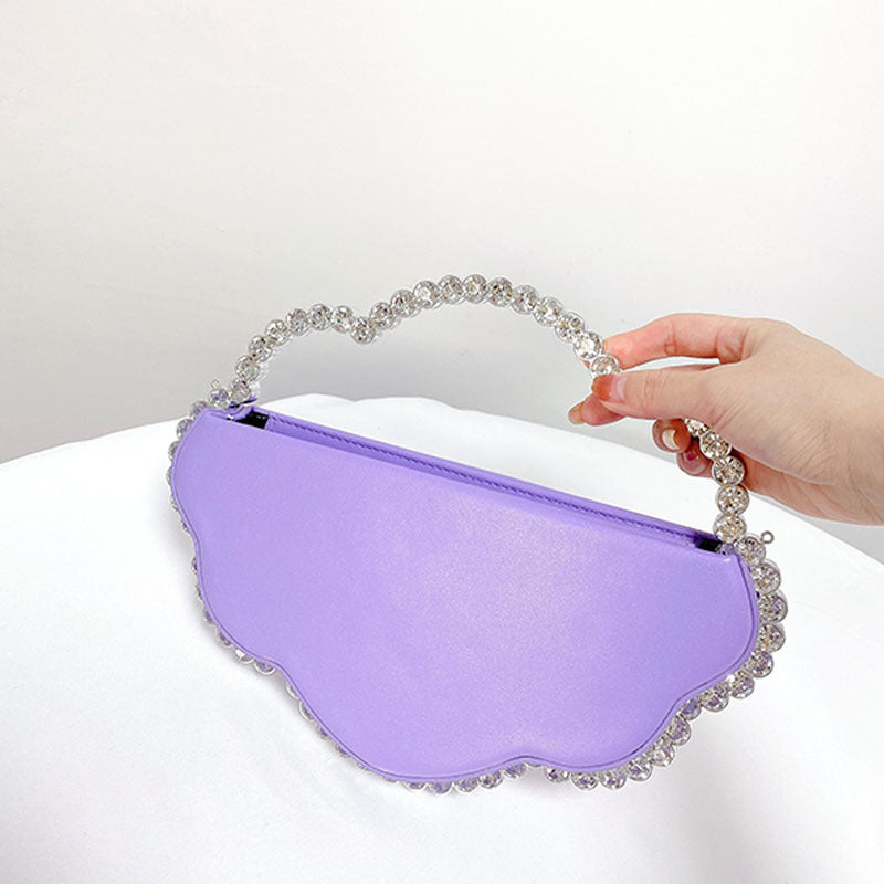 Whimsical New Evening Bag for Women, Handbag with Rhinestone Cloud Design, Chain Strap Crossbody Bag