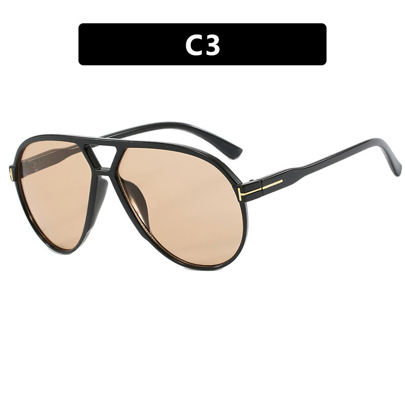 Letter T Double Beam Large Frame Toad Mirror New Retro Sunglasses Pilot Sunglasses Sunglasses Sunglasses