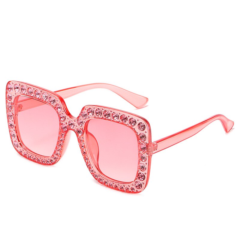 Vintage Oversized Square Colorful Diamond Sunglasses Women Big Frame Luxury Brand Crystal Sun Glasses Rhinestone Eyewear