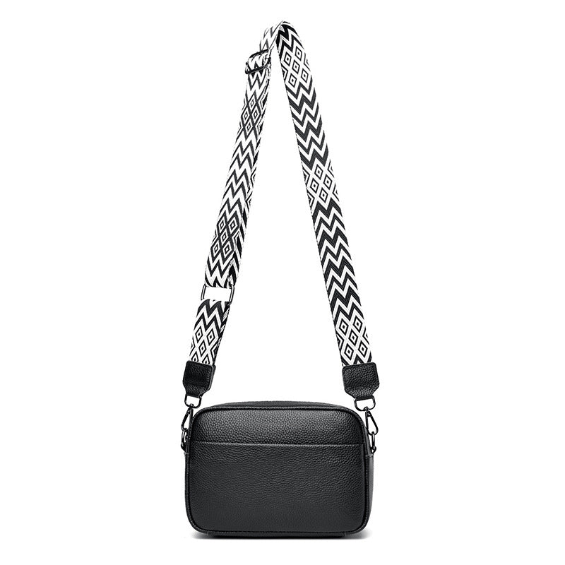 Single shoulder crossbody bag top layer cowhide small square bag