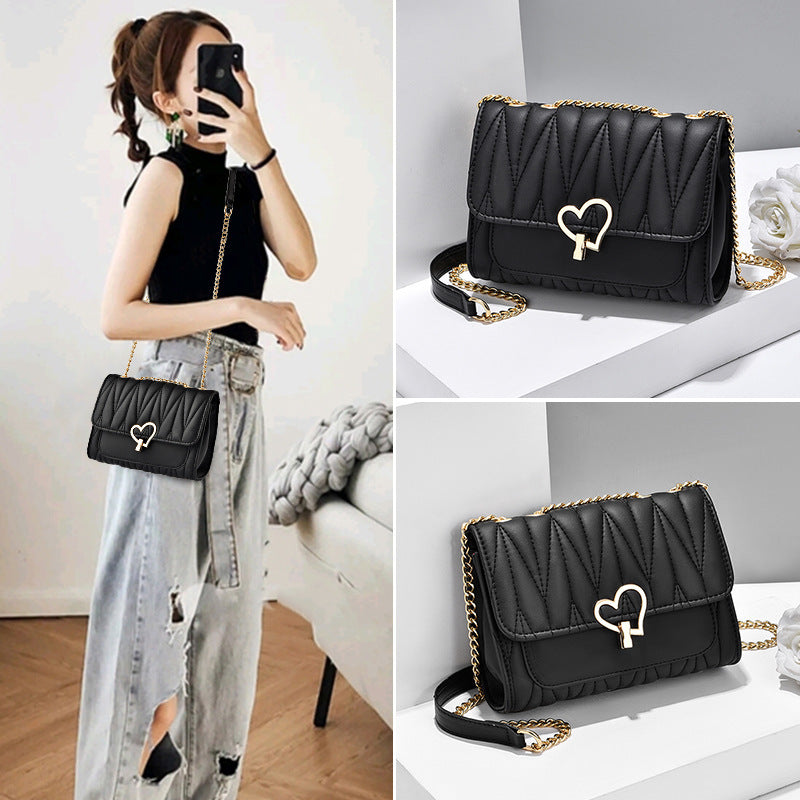 Peach Heart Lock Shoulder Bag Diagonal Cross Bag