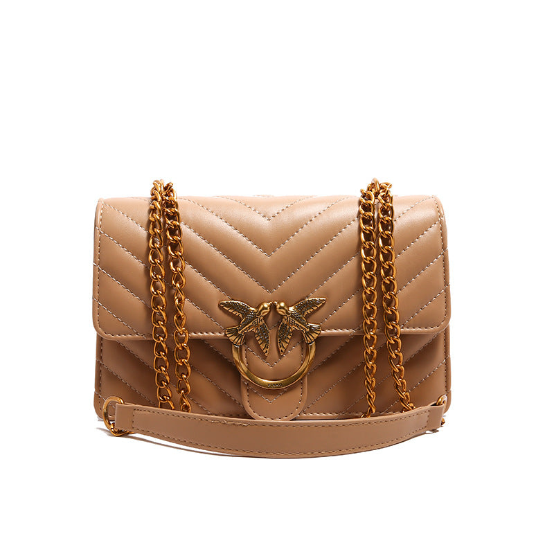 Sac à chaîne pour femme Sac bandoulière élégant Mode Polyvalent Sac à bandoulière Brodé Petit sac carré