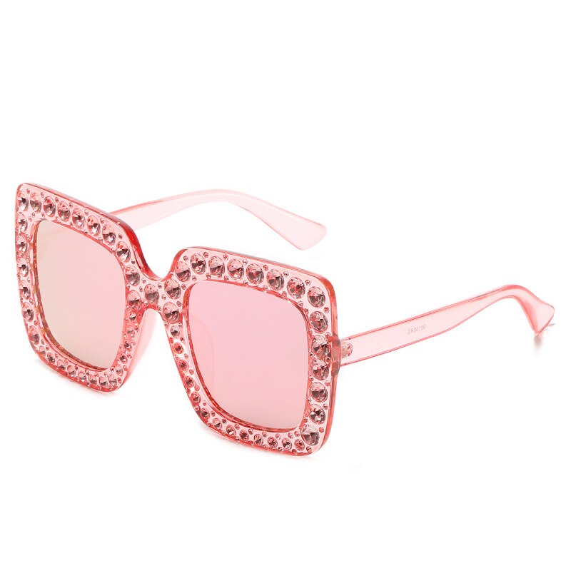 Vintage Oversized Square Colorful Diamond Sunglasses Women Big Frame Luxury Brand Crystal Sun Glasses Rhinestone Eyewear