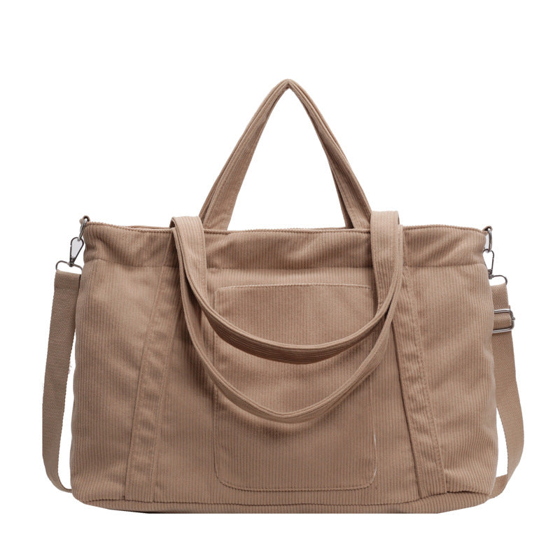 Crossbody Tote Bag in Corduroy, Large Capacity, Casual and Versatile, Shoulder Handbag for Fashionable Commuting