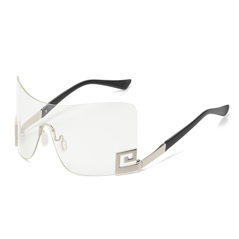 Large frame integrated sunglasses and sunglasses