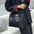 Figure-8 Shaped Metal Bow Genuine Leather Tote Bag, Single Shoulder, Handheld, Large Capacity, Crossbody Women's Bag ...