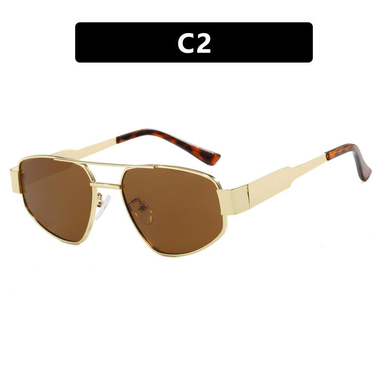 Double beam sunglasses for women, sunshade and sun protection sunglasses, metal sunglasses, UV resistant sunglasses