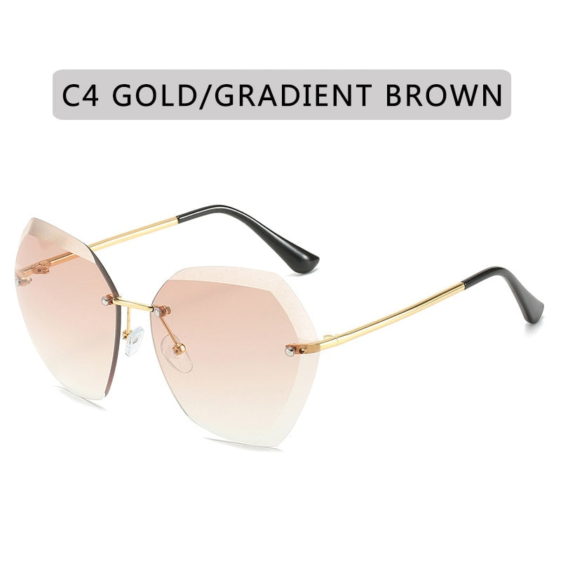 NEW  Vintage Fashion Oversized Rimless Sunglasses Women Famous Luxury Brand Design Square Sun Glasses For Female