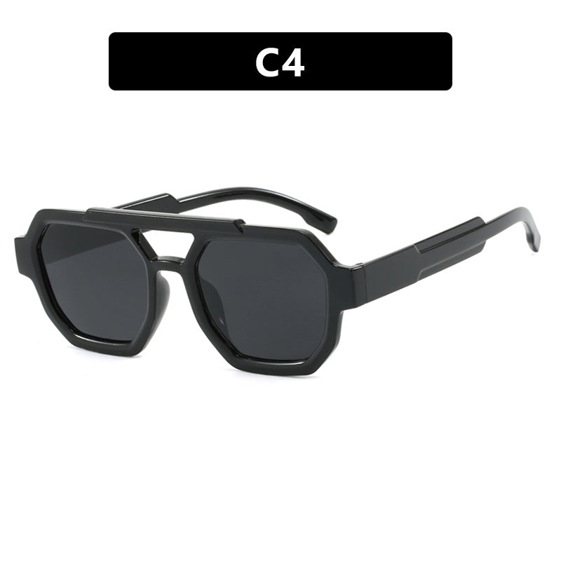 New personalized double beam polygonal sunglasses, pilot sunglasses, and trendy sunglasses