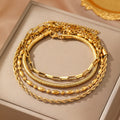 4-Layer Mixed Chain Bracelet, Hypoallergenic Titanium Steel Twist Snake Bead Stackable Bangle