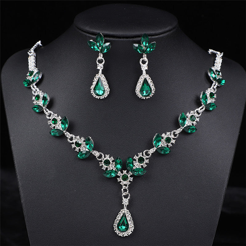 Elegant Multi-Colored Teardrop Crystal Zircon Jewelry Set, Hypoallergenic Gold Silver Tone Jewelry Gift for Bridal Birthday Anniversary Mother’s Day