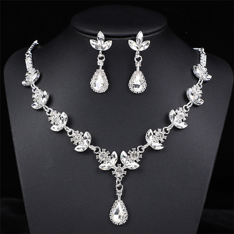 Elegant Multi-Colored Teardrop Crystal Zircon Jewelry Set, Hypoallergenic Gold Silver Tone Jewelry Gift for Bridal Birthday Anniversary Mother’s Day