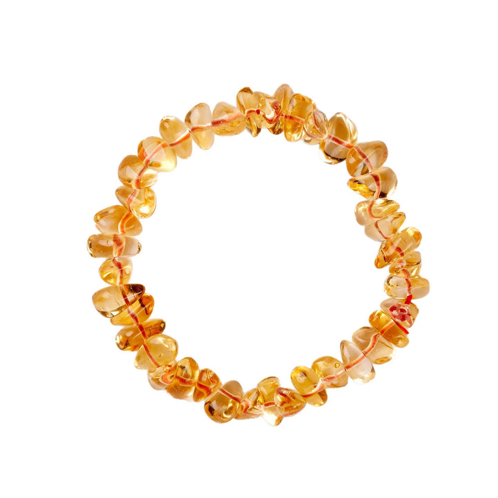 Natural Citrine Tumbled Chip Bead Stretch Bracelet, Irregular Freeform Yellow Crystal Single Strand Bracelet for Wealth Luck Energy Healing, Women Casual Jewelry Gift, Weight 18–22g