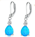 Teardrop Opal Drop Earrings, Leverback Dangle Earrings