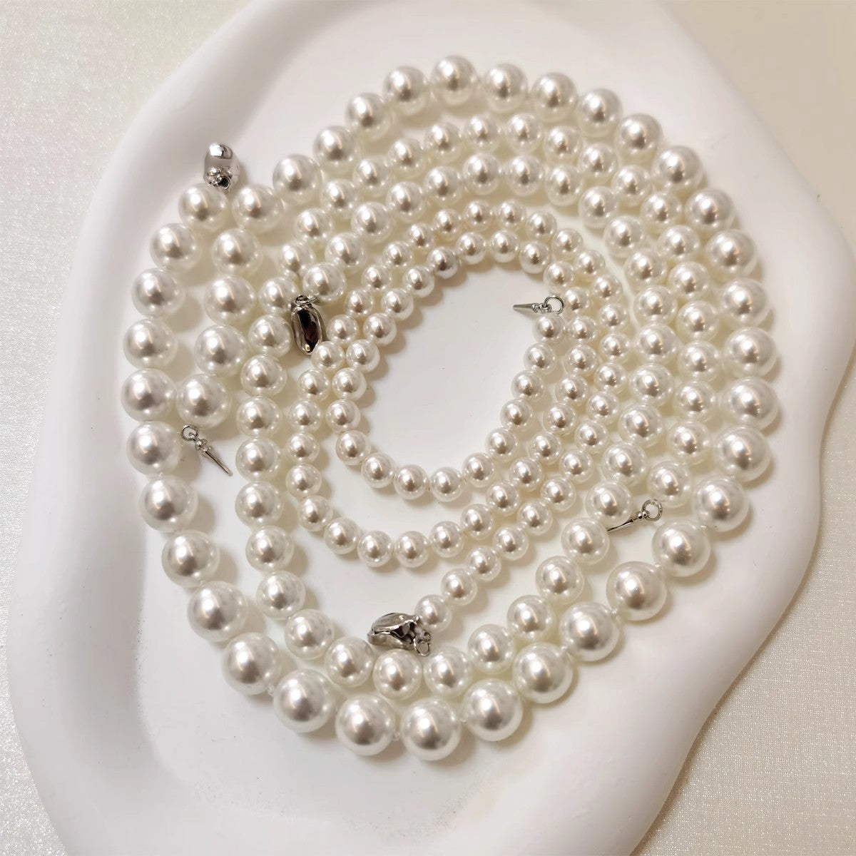 Genuine Australian luxurious hith quality Mother of Pearl Beaded Necklace 45cm, 925 Sterling Silver Lobster Clasp, Round High Luster Shell Pearl Choker Necklace for Women, Classic Elegant Wedding Daily Jewelry Gift, Available in 6mm/8mm/10mm/12mm Sizes