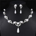 Juego de Joyas de Circonita Cúbica con Perlas en Forma de Lágrima, Chapado en Oro y Plata, Collar con Hoja Hueca y Pendientes de Gota con Diamantes de Imitación, Hipoalergénico, para Mujeres, Bodas, Novias, Joyería Formal