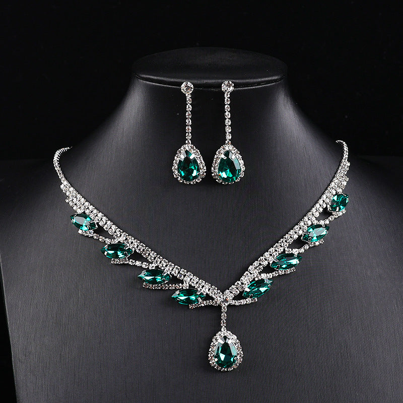 Marquise & Teardrop Zircon Jewelry Necklace Earring Set