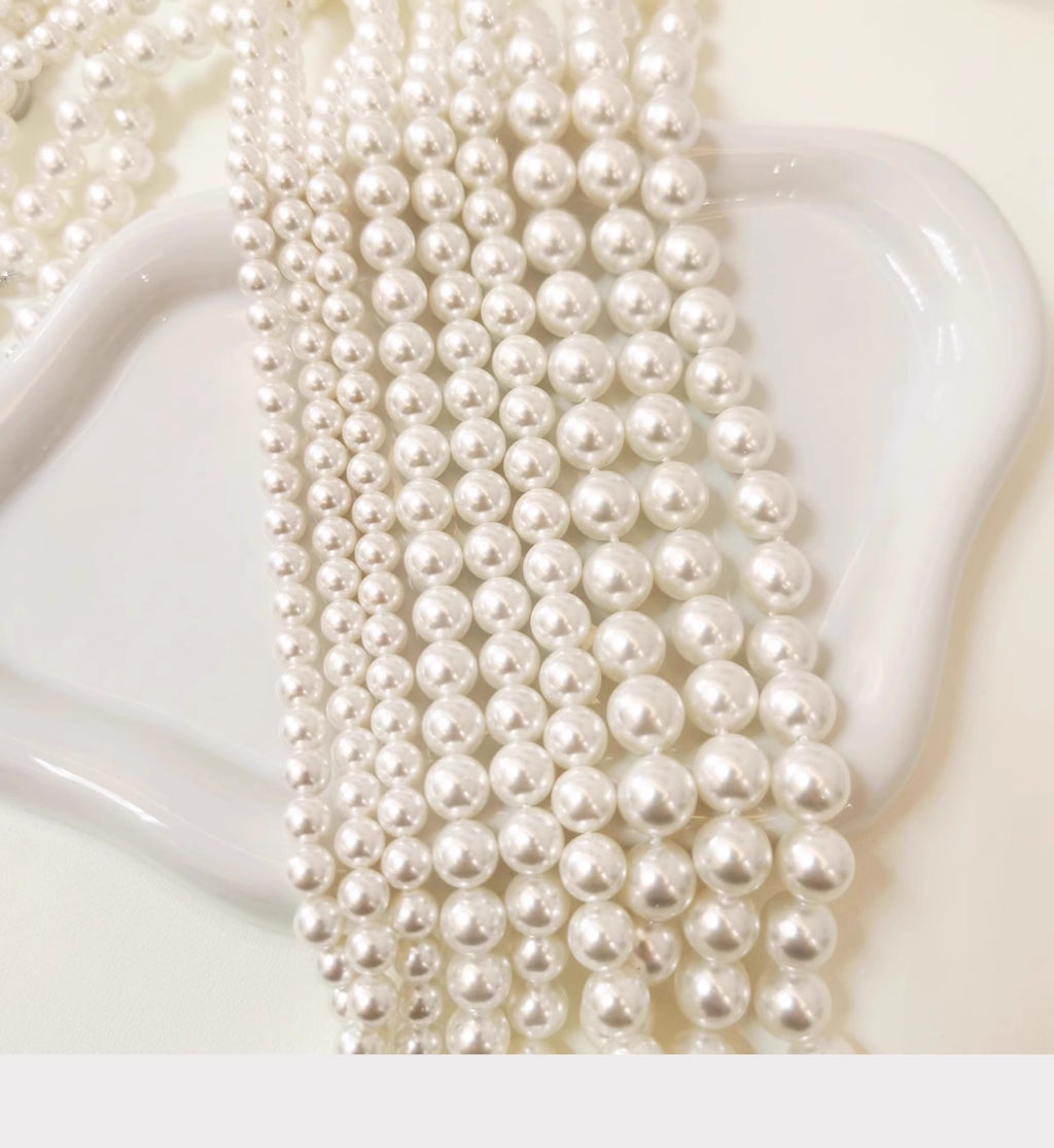 Genuine Australian luxurious hith quality Mother of Pearl Beaded Necklace 45cm, 925 Sterling Silver Lobster Clasp, Round High Luster Shell Pearl Choker Necklace for Women, Classic Elegant Wedding Daily Jewelry Gift, Available in 6mm/8mm/10mm/12mm Sizes
