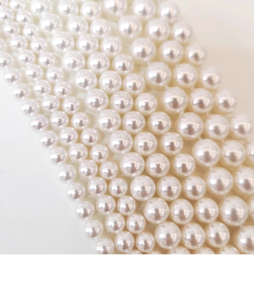 Genuine Australian luxurious hith quality Mother of Pearl Beaded Necklace 45cm, 925 Sterling Silver Lobster Clasp, Round High Luster Shell Pearl Choker Necklace for Women, Classic Elegant Wedding Daily Jewelry Gift, Available in 6mm/8mm/10mm/12mm Sizes