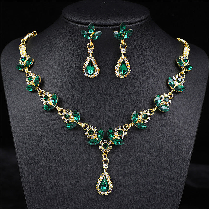 Elegant Multi-Colored Teardrop Crystal Zircon Jewelry Set, Hypoallergenic Gold Silver Tone Jewelry Gift for Bridal Birthday Anniversary Mother’s Day
