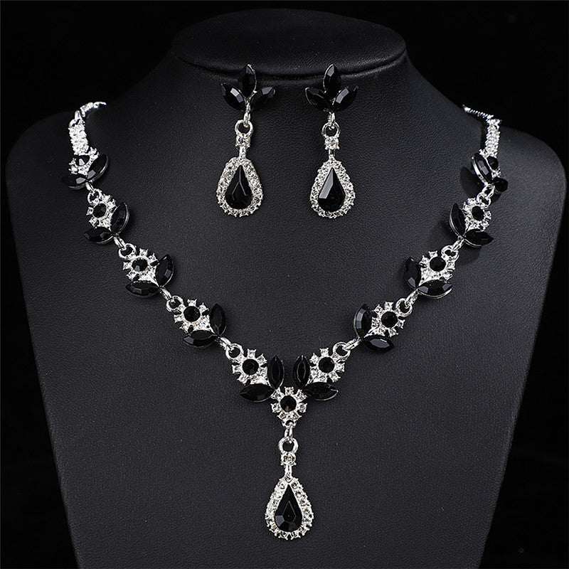 Elegant Multi-Colored Teardrop Crystal Zircon Jewelry Set, Hypoallergenic Gold Silver Tone Jewelry Gift for Bridal Birthday Anniversary Mother’s Day