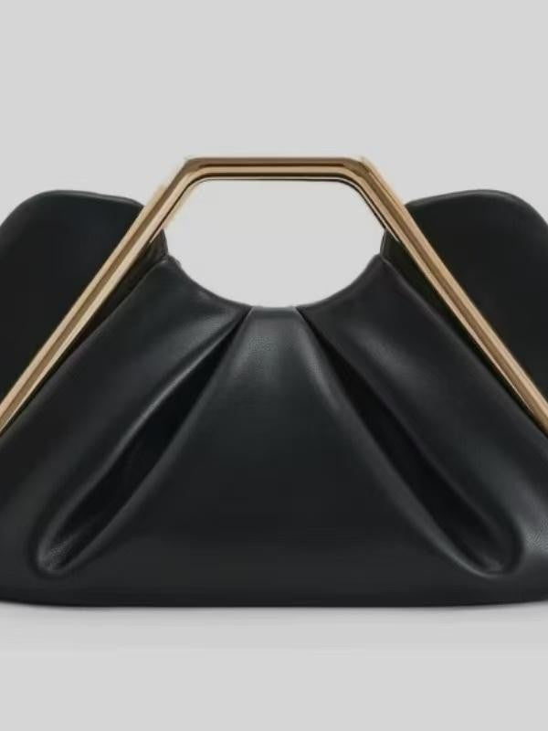 Ruched Ring-Handle Evening Bag  Luxury Handbag
