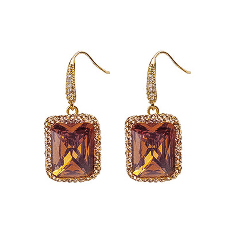 Vintage Orange Sultan Stone 3Pcs Jewelry Set Natural Tiger Eye Beaded Necklace Drop Earrings Cocktail Ring Gold Plated Retro Women
