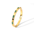 18K Gold Plated Stainless Steel Baguette Cubic Zirconia Hinged Bangle, Tarnish Resistant Rectangle Crystal Open Cuff Bracelet Stackable Jewelry For Women
