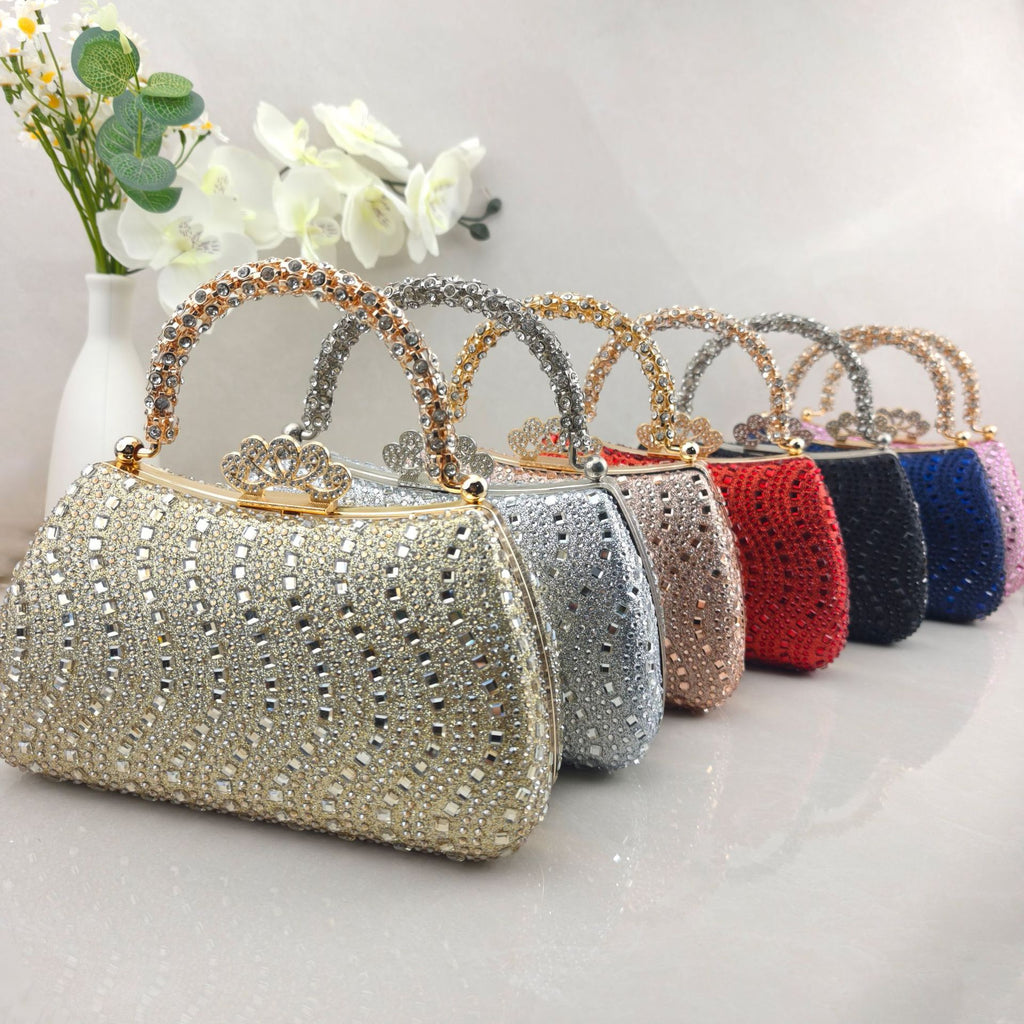 Rhinestone-embellished evening bag—stylish, glamorous, and perfect for formal events, weddings, and galas.