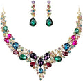 Parure Collier et Boucles d'Oreilles en Cristal, Chaîne Ajustable 50+5cm