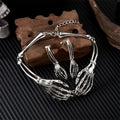 Gothic Skeleton Hand Jewelry Set, Vintage Skull Bone Choker Necklace & Drop Earrings Set Halloween Punk Statement Jewelry For Women