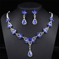 Elegant Multi-Colored Teardrop Crystal Zircon Jewelry Set, Hypoallergenic Gold Silver Tone Jewelry Gift for Bridal Birthday Anniversary Mother’s Day