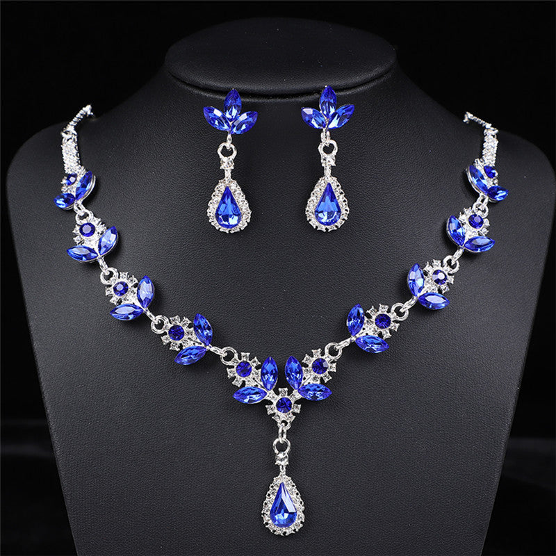 Elegant Multi-Colored Teardrop Crystal Zircon Jewelry Set, Hypoallergenic Gold Silver Tone Jewelry Gift for Bridal Birthday Anniversary Mother’s Day