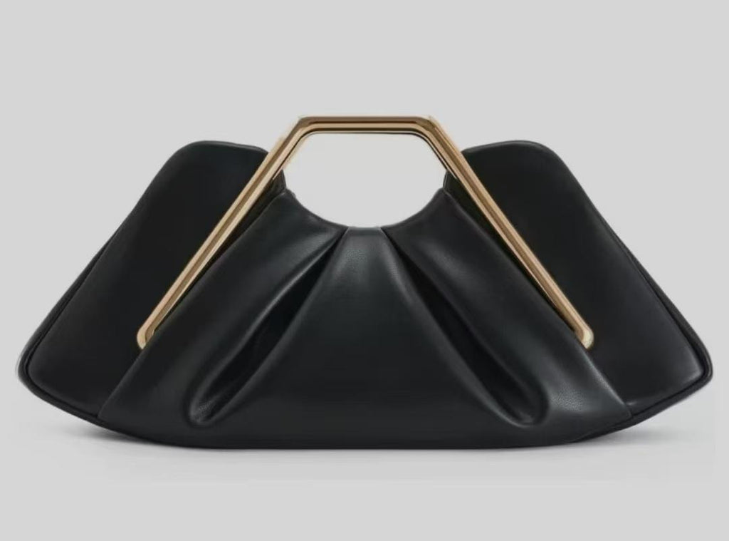 Ruched Ring-Handle Evening Bag  Luxury Handbag