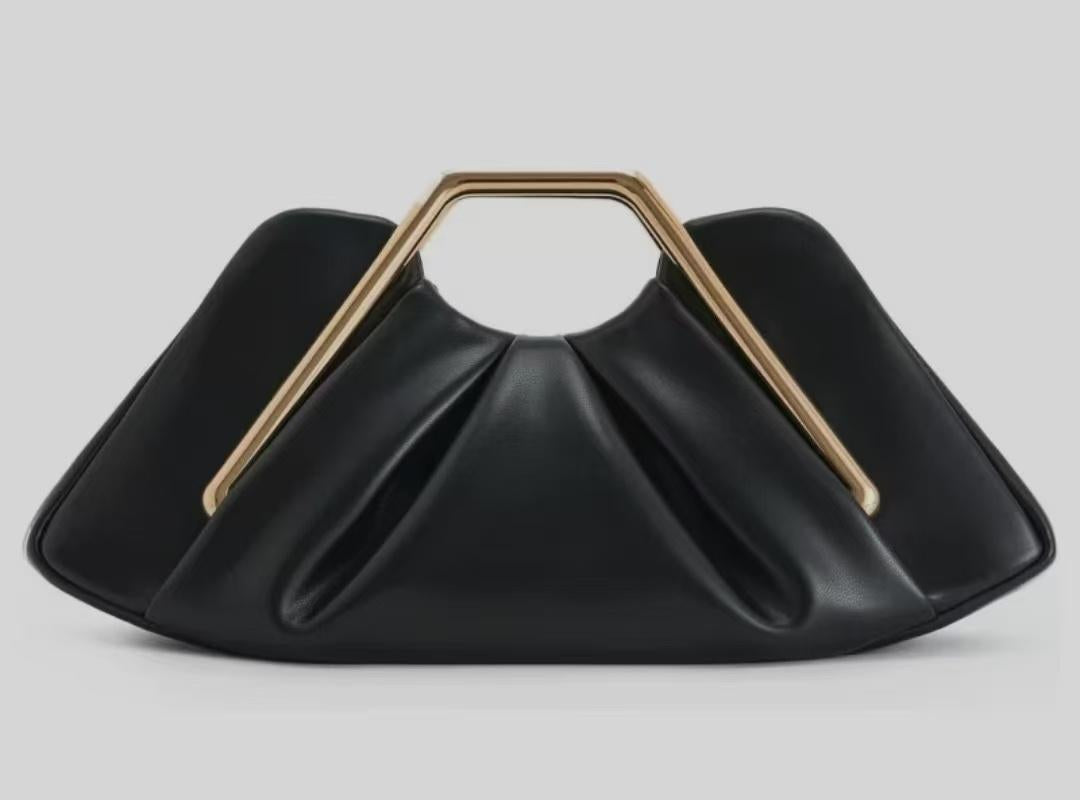 Ruched Ring-Handle Evening Bag  Luxury Handbag