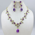 Parure de bijoux florale en cristal : collier et boucles d'oreilles pendantes