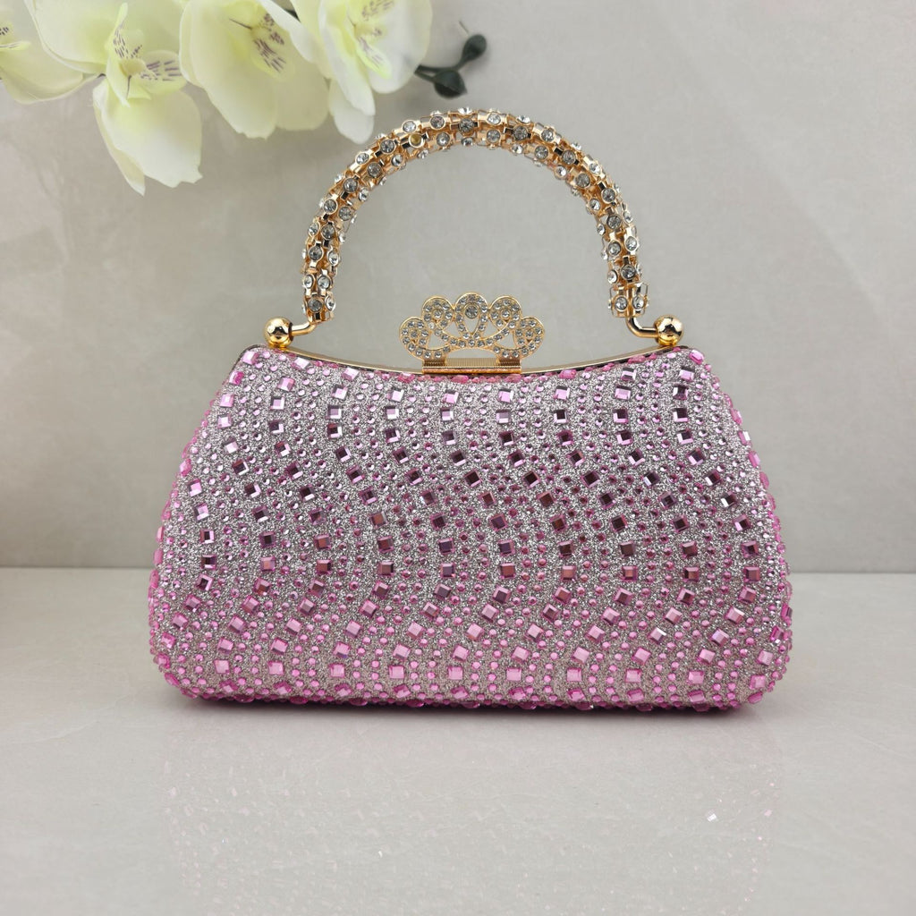 Rhinestone-embellished evening bag—stylish, glamorous, and perfect for formal events, weddings, and galas.