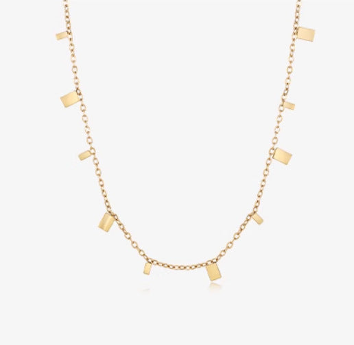 Boho Ethnic Two-Piece Layering Necklace Set, Dopamine Mixed Natural Stone Tiger Eye Beaded Choker with Red Square Cubic Zirconia Pendant & Dainty Tiny Gold Rectangle Tag Stack Chain for Women