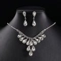 Juego de collar y aretes de diamantes de imitación con forma de lágrima vintage