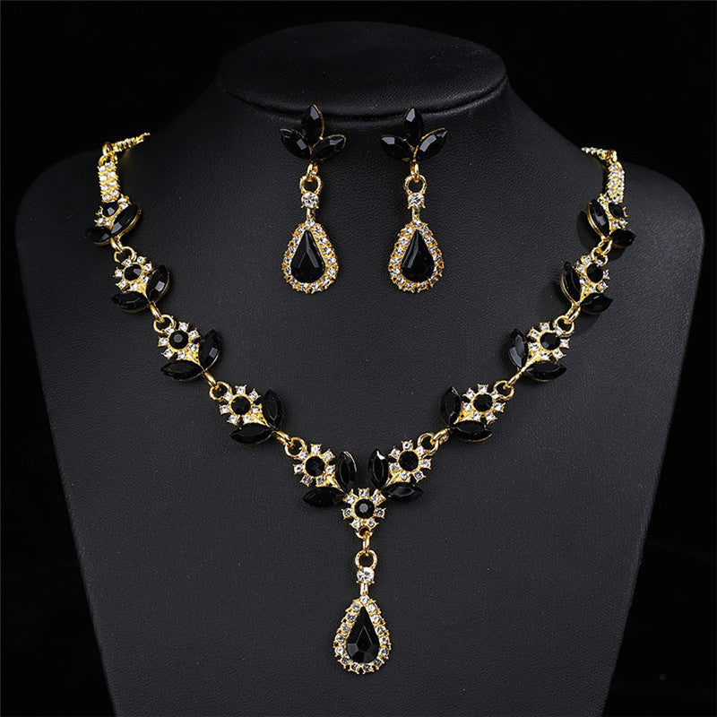 Elegant Multi-Colored Teardrop Crystal Zircon Jewelry Set, Hypoallergenic Gold Silver Tone Jewelry Gift for Bridal Birthday Anniversary Mother’s Day