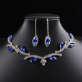 Parure de bijoux en cristal marquise feuille et branche, collier ras-du-cou en strass argentés et longues boucles d'oreilles pendantes, accessoire de cérémonie